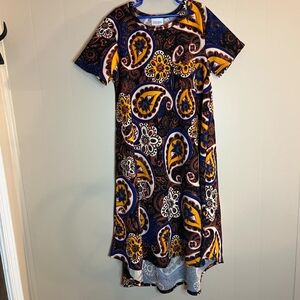 LulaRoe Paisley Navy Blue and Orange XXS Dress